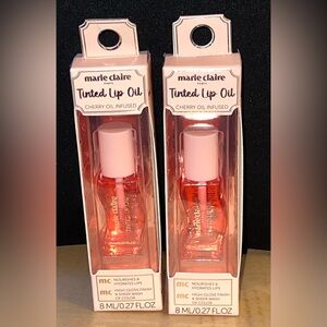 Marie Claire Paris Tinted Lip Oil. Cherry oil infused. Set of 2.